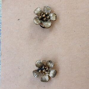 Gold Bronze Flower Stud Earrings